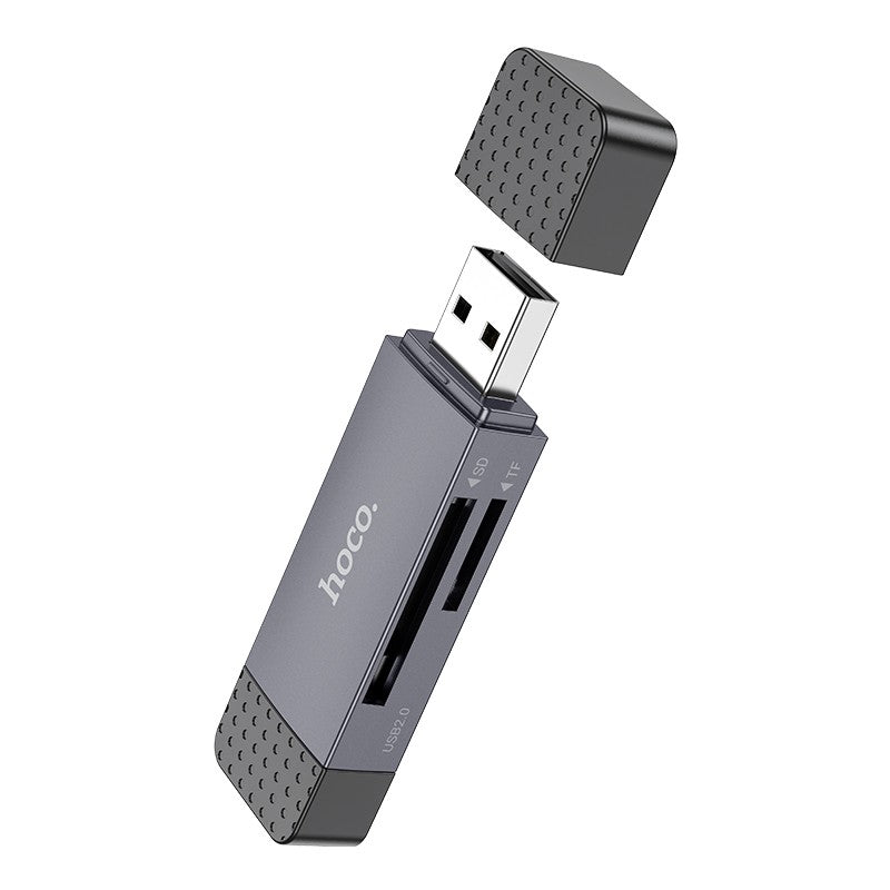 Atminties kortelių skaitytuvas Hoco HB45 USB-C/USB-A 2-in-1 USB3.0 pilkas