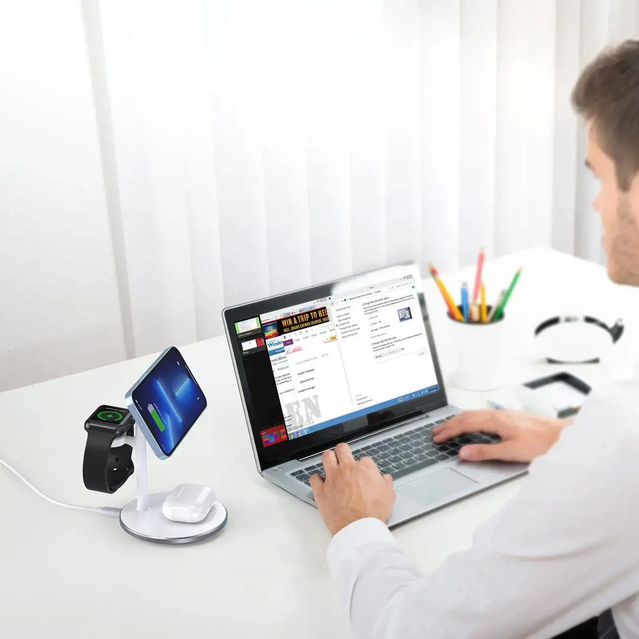 Įkroviklis belaidis Choetech T585-F 3-in-1 15W baltas