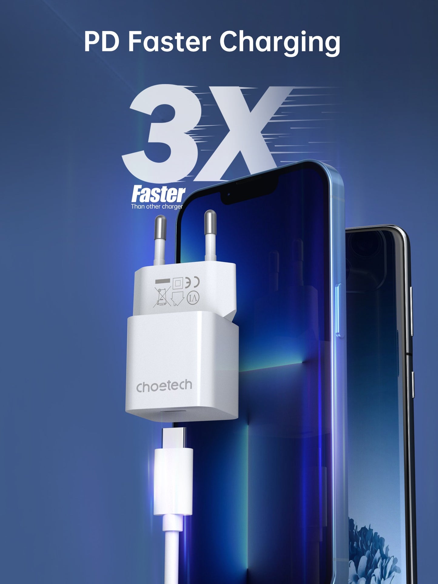 Įkroviklis Choetech PD5010 USB-C PD20W GaN baltas