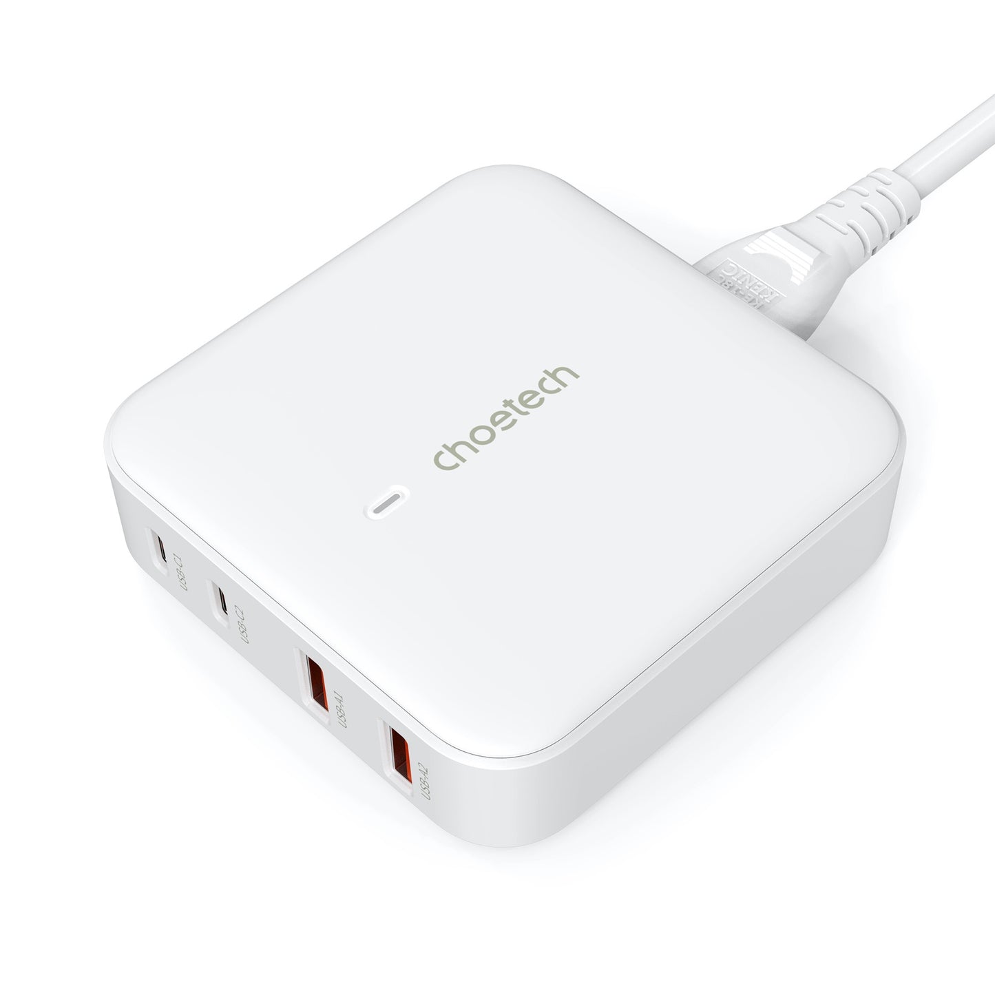 Įkroviklis Choetech PD8008 2xUSB-C/2xUSB-A GaN 100W baltas