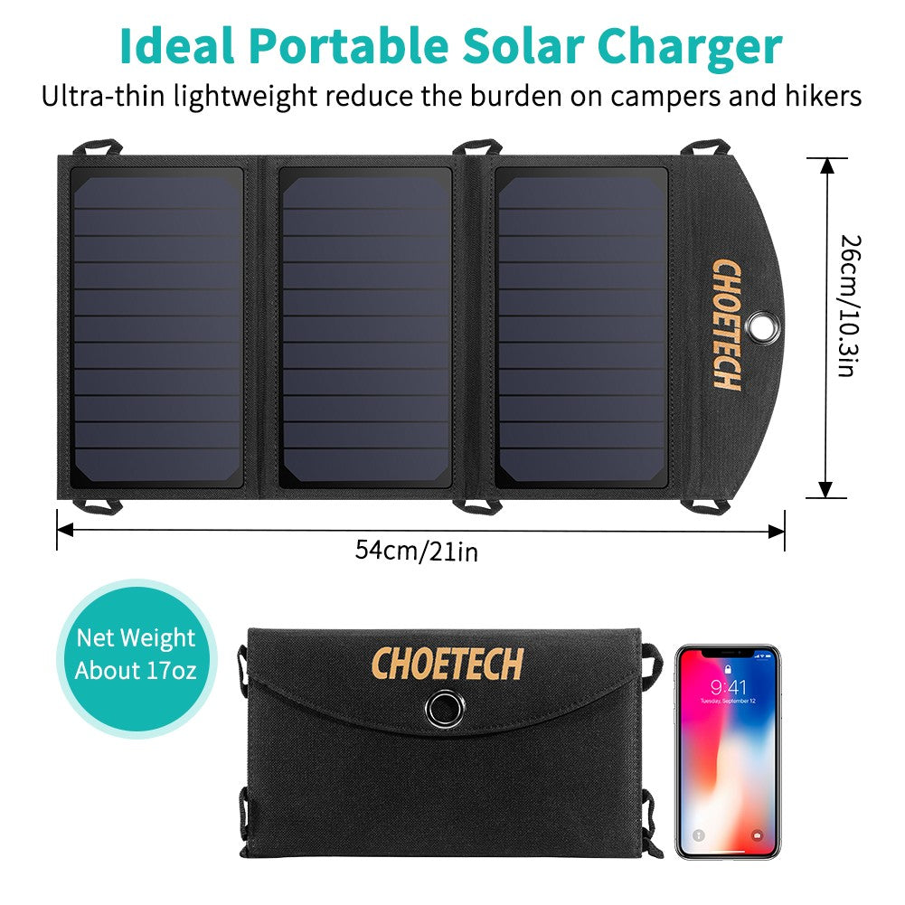 Saulės energijos įkroviklis Choetech SC001 19W 2.4A