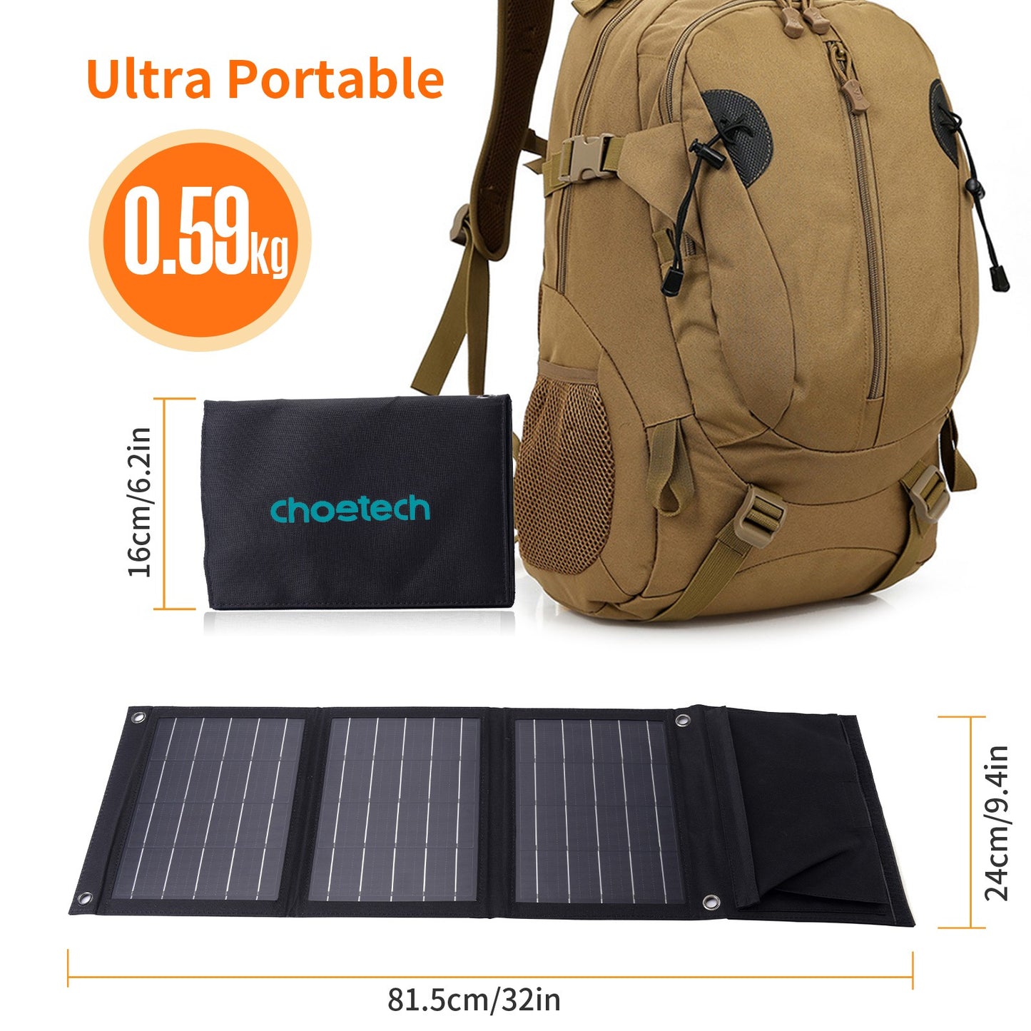Saulės energijos įkroviklis Choetech SC005 22W 2.4A