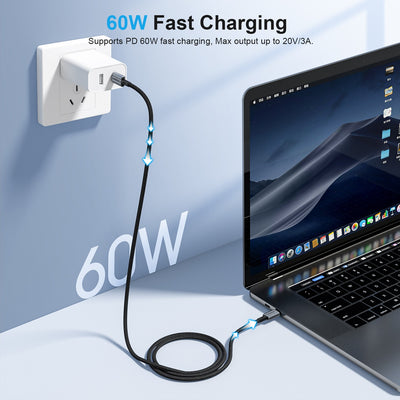 USB kabelis Choetech XCC-1014 USB-C to USB-C PD60W 1.2m juodas