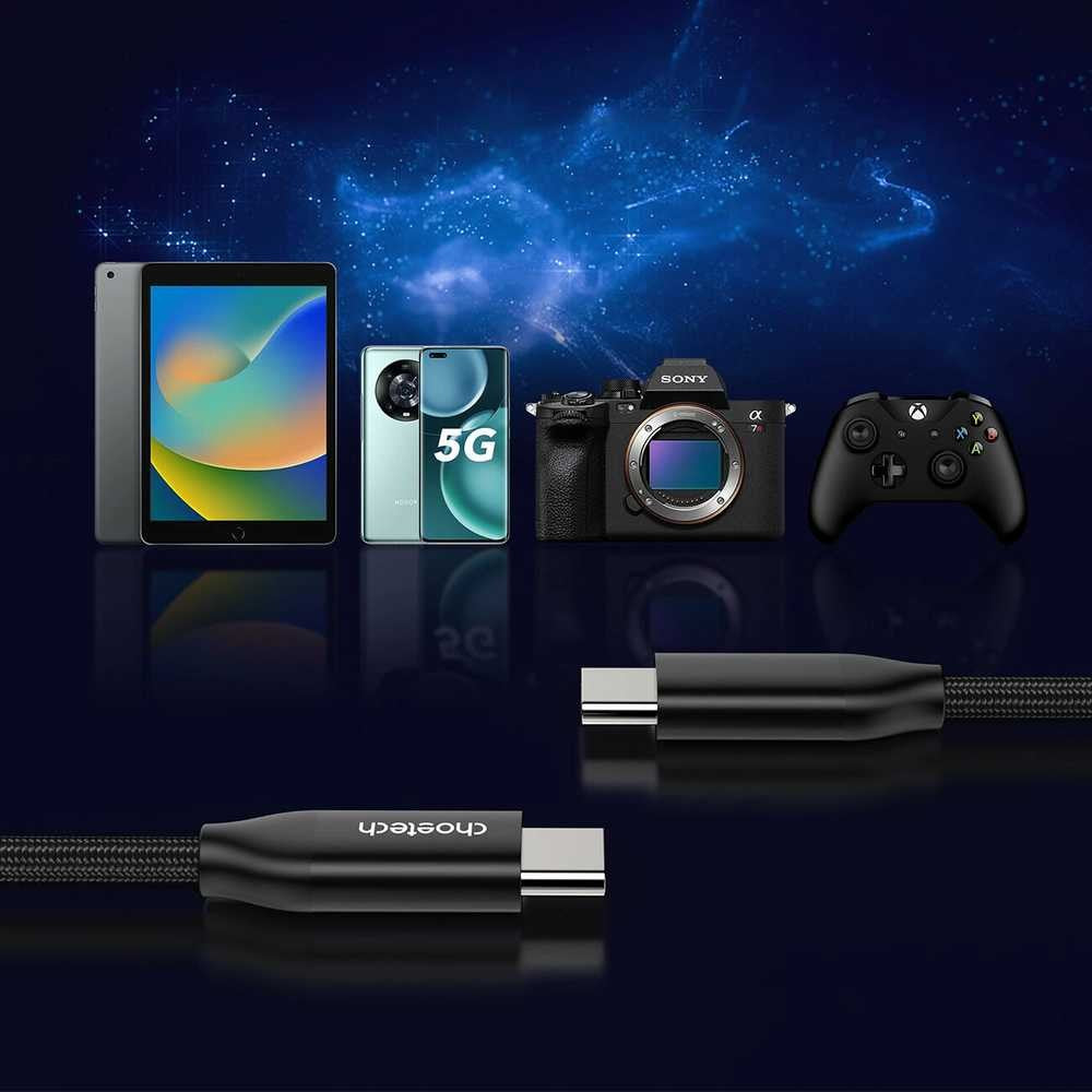 USB kabelis Choetech XCC-1035 USB-C to USB-C PD3.1 240W 1.2m juodas