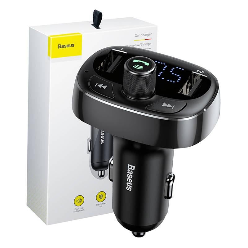 Transmiteris Baseus T-Typed S-09 Bluetooth MP3 grotuvas/FM bangų moduliatorius (laisvų rankų įranga,microSD,LCD,2xUSB Quick Charge 3.4A įkroviklis) CCALL-TM01