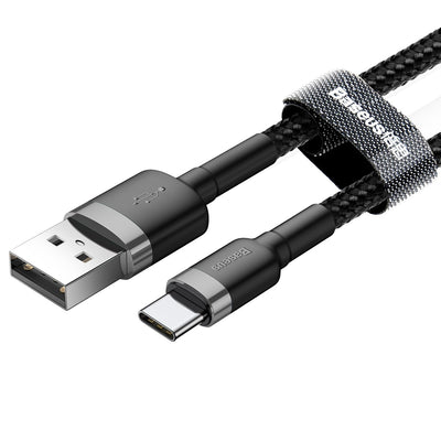USB kabelis Baseus Cafule Type-C 1.0m 3.0A pilkas-juodas CATKLF-BG1