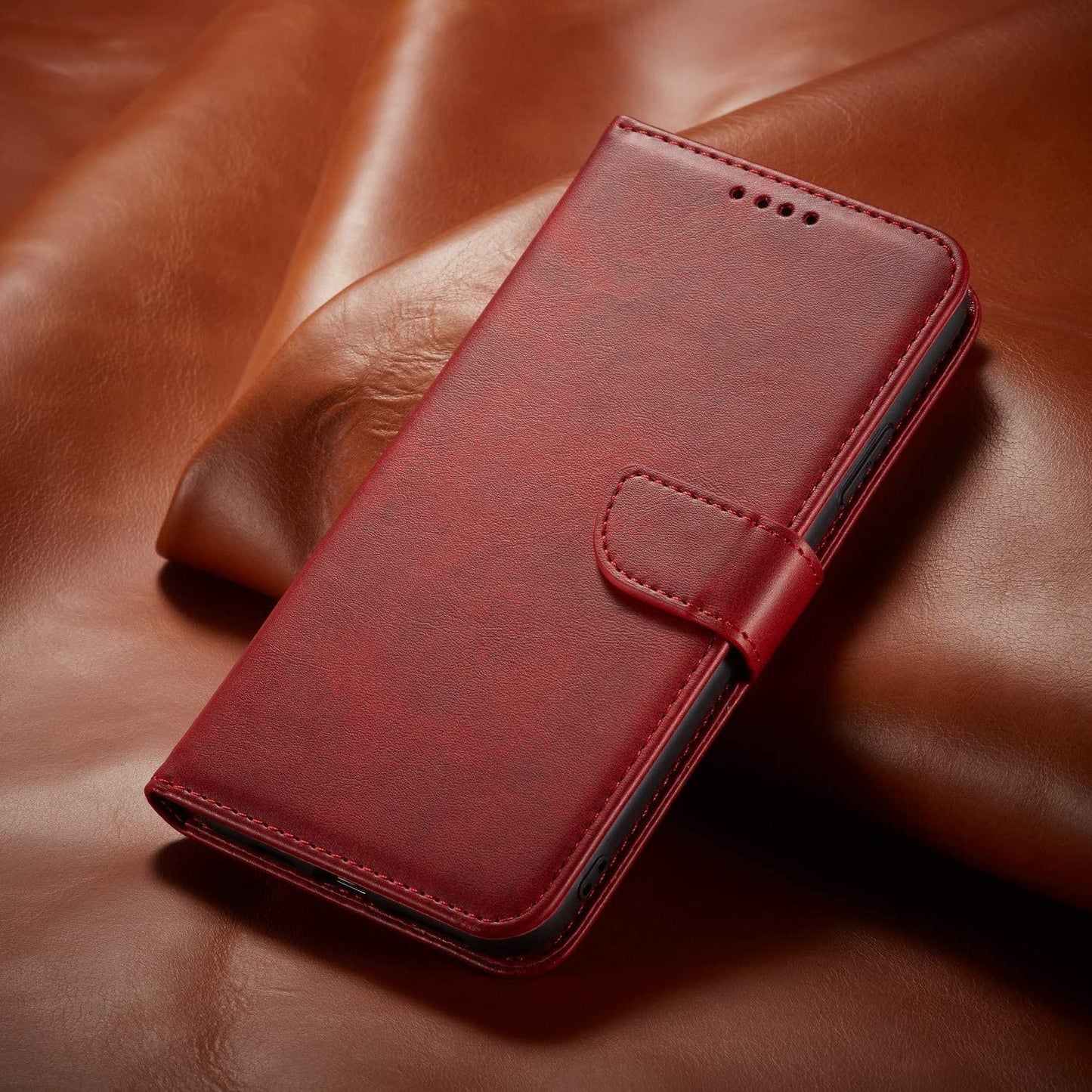 Dėklas Wallet Case Xiaomi Redmi 13 4G/Redmi 13 5G/Poco M6 4G raudonas