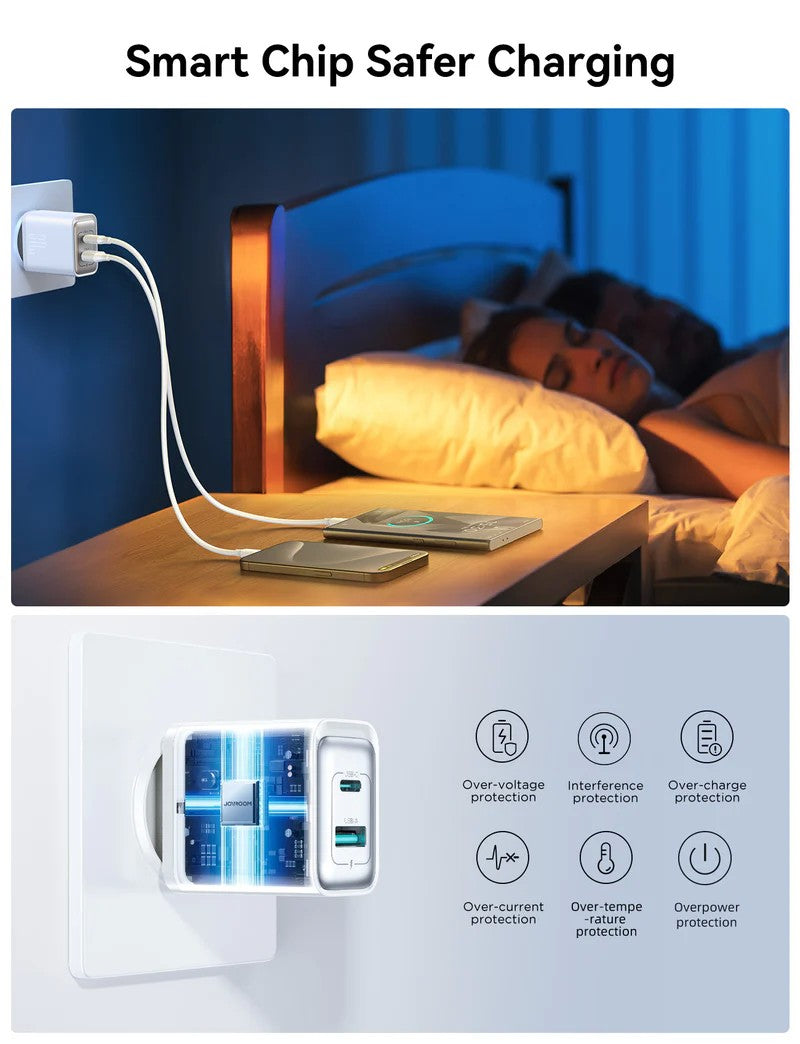 Įkroviklis Joyroom JR-TCF15 USB-C/USB-A 30W baltas