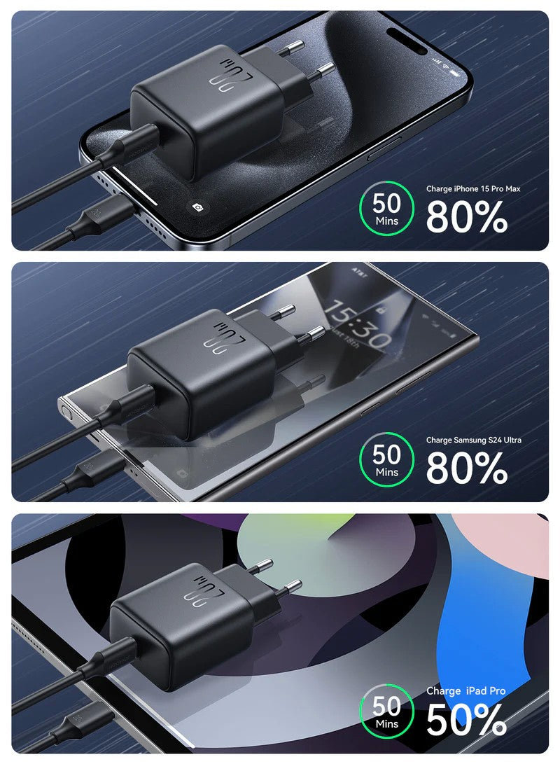 Įkroviklis Joyroom JR-TCF20 USB-C PD20W + USB-C to Lightning cable 1.0m baltas