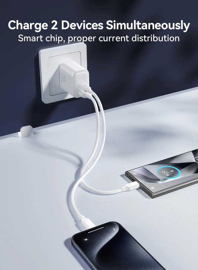 Įkroviklis Joyroom JR-TCF21 USB-C/USB-A PD20W baltas
