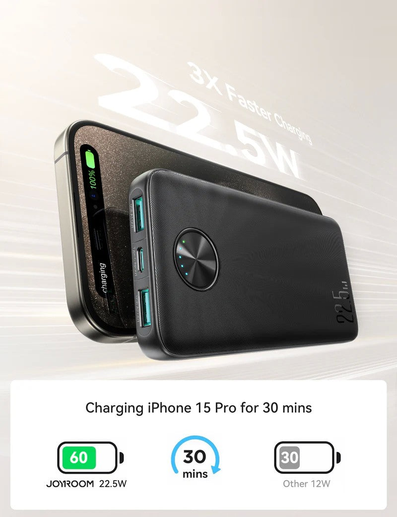 Išorinė baterija Power Bank Joyroom JR-PBF15 22.5W 10000mAh juoda