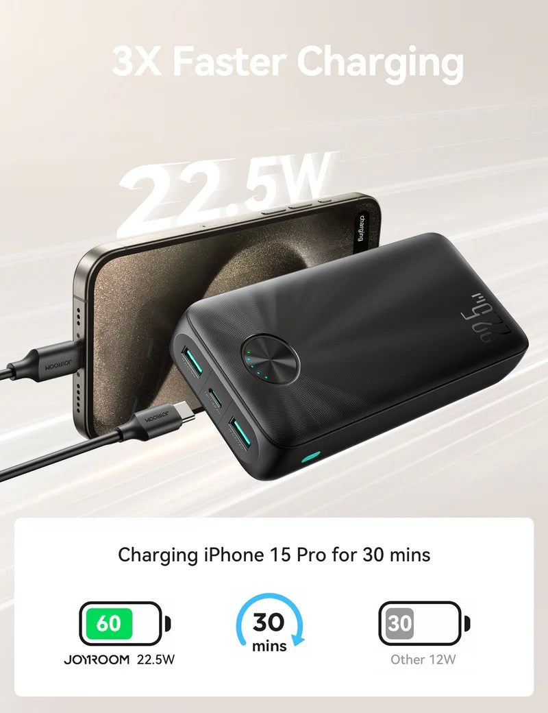 Išorinė baterija Power Bank Joyroom JR-PBF16 22.5W 20000mAh juoda
