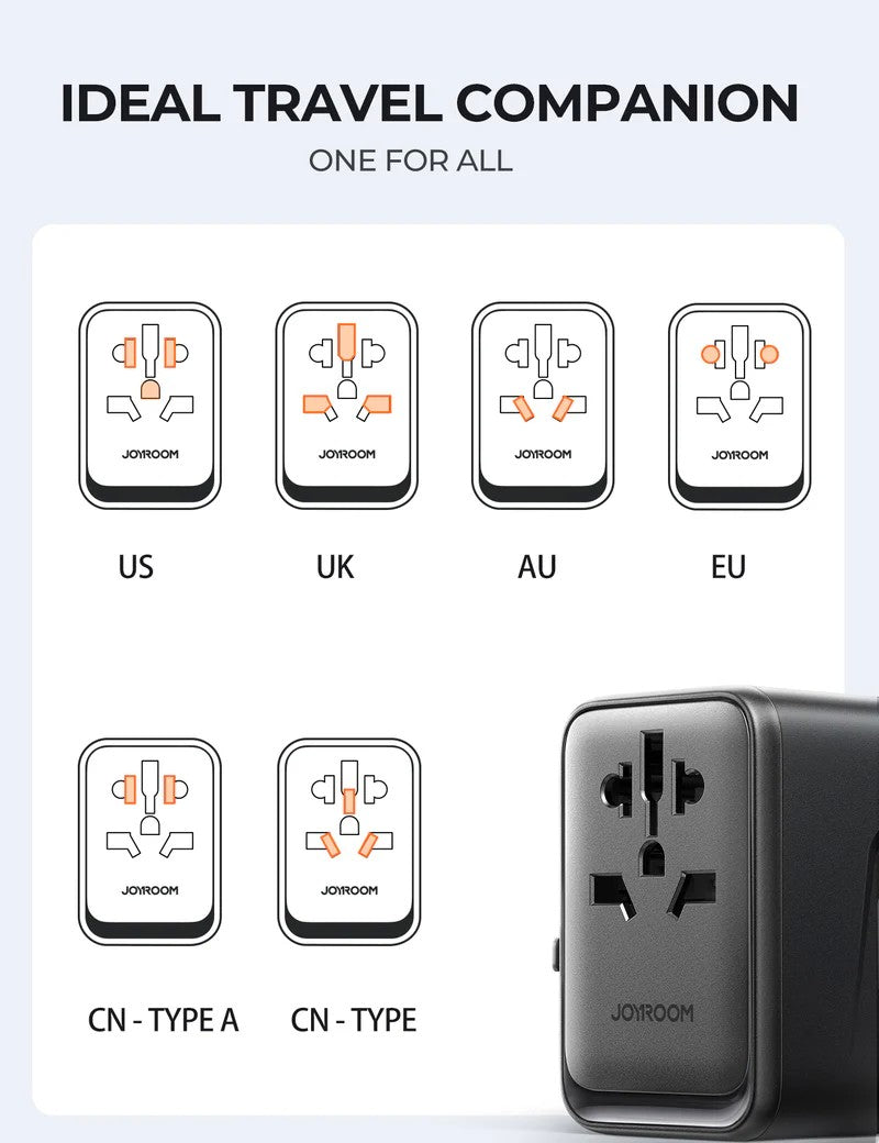 Universalus kelioninis įkroviklis Joyroom JR-TCW01 3xUSB-A/USB-C juodas
