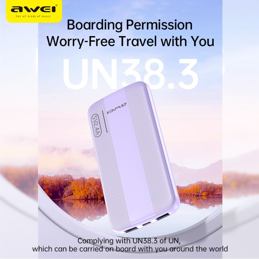 Išorinė baterija Power Bank Awei P20K 5V/2.4A 10000mAh juoda