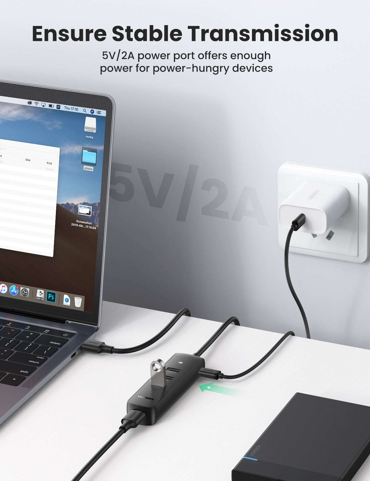 USB šakotuvas Ugreen CM416 USB-A 3.0 to 4xUSB-A 3.0 (10915) juodas