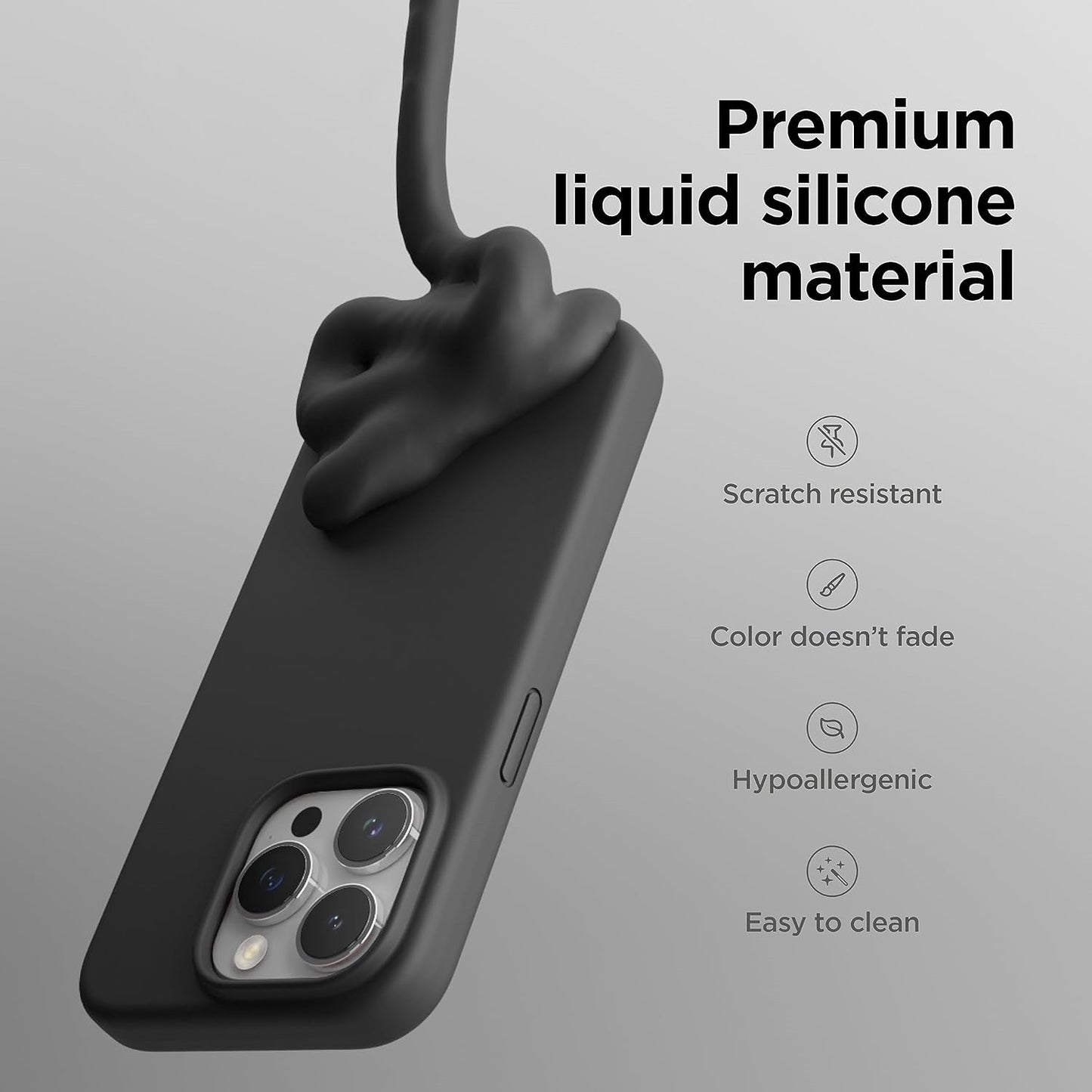 Dėklas Mag Silicone Case Apple iPhone 16 Pro Max juodas