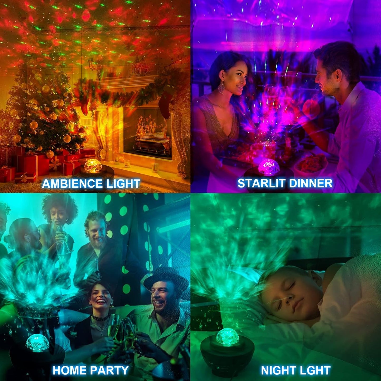 LED žvaigždžių projektorius Reach Starry Bowl, juodas