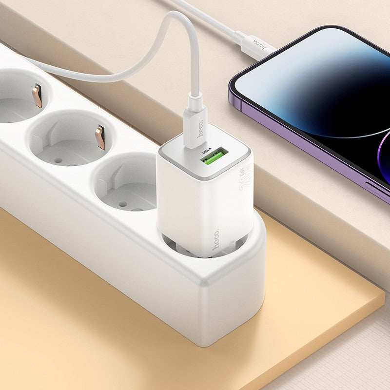 Įkroviklis Hoco N41 USB-A/USB-C PD20W+QC3.0 baltas
