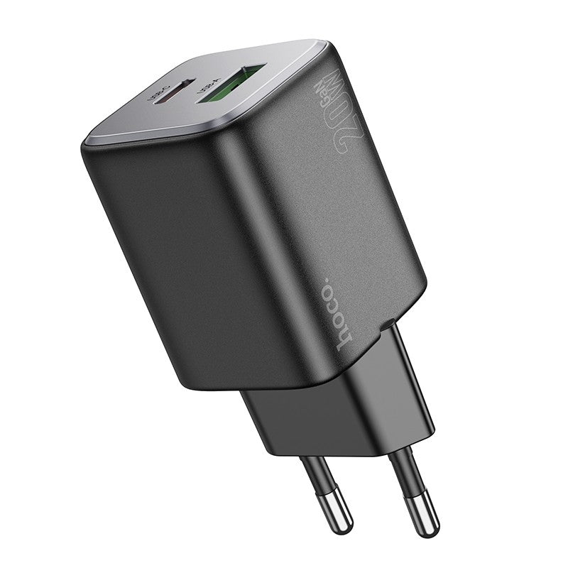 Įkroviklis Hoco N41 USB-A/USB-C PD20W+QC3.0 juodas