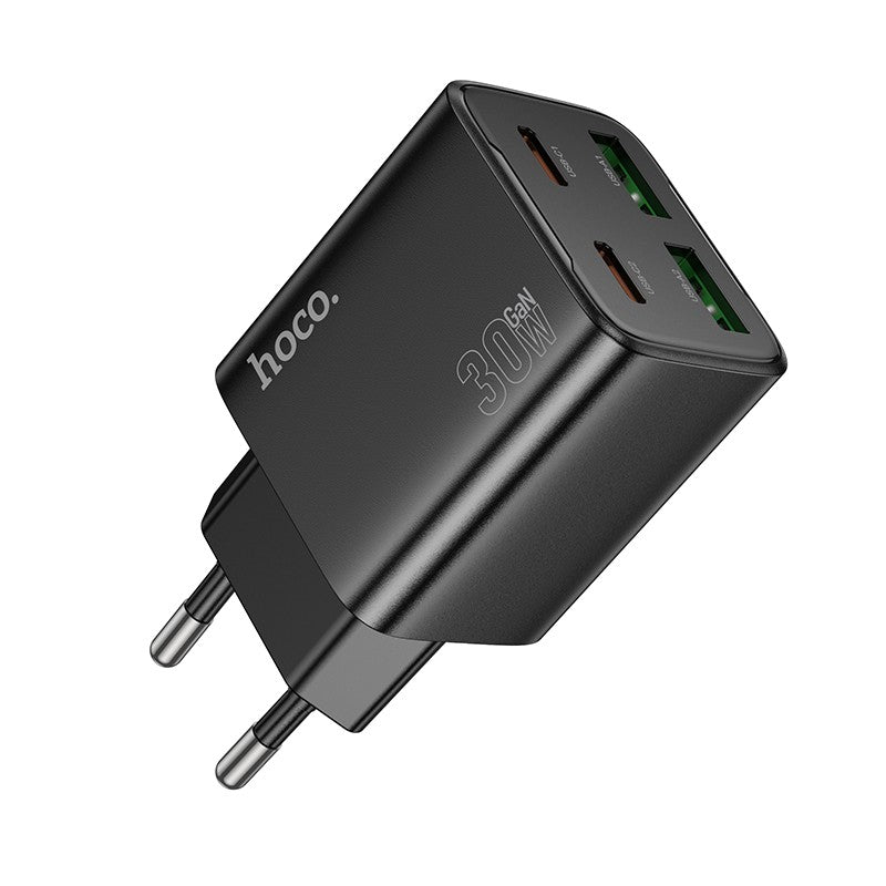 Įkroviklis Hoco N56 2xUSB-C/2xUSB-A PD30W juodas