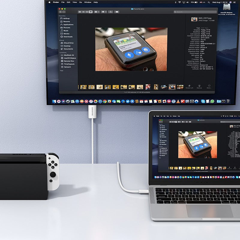 Kabelis Borofone DH10 USB-C to HDMI 1.8m baltas
