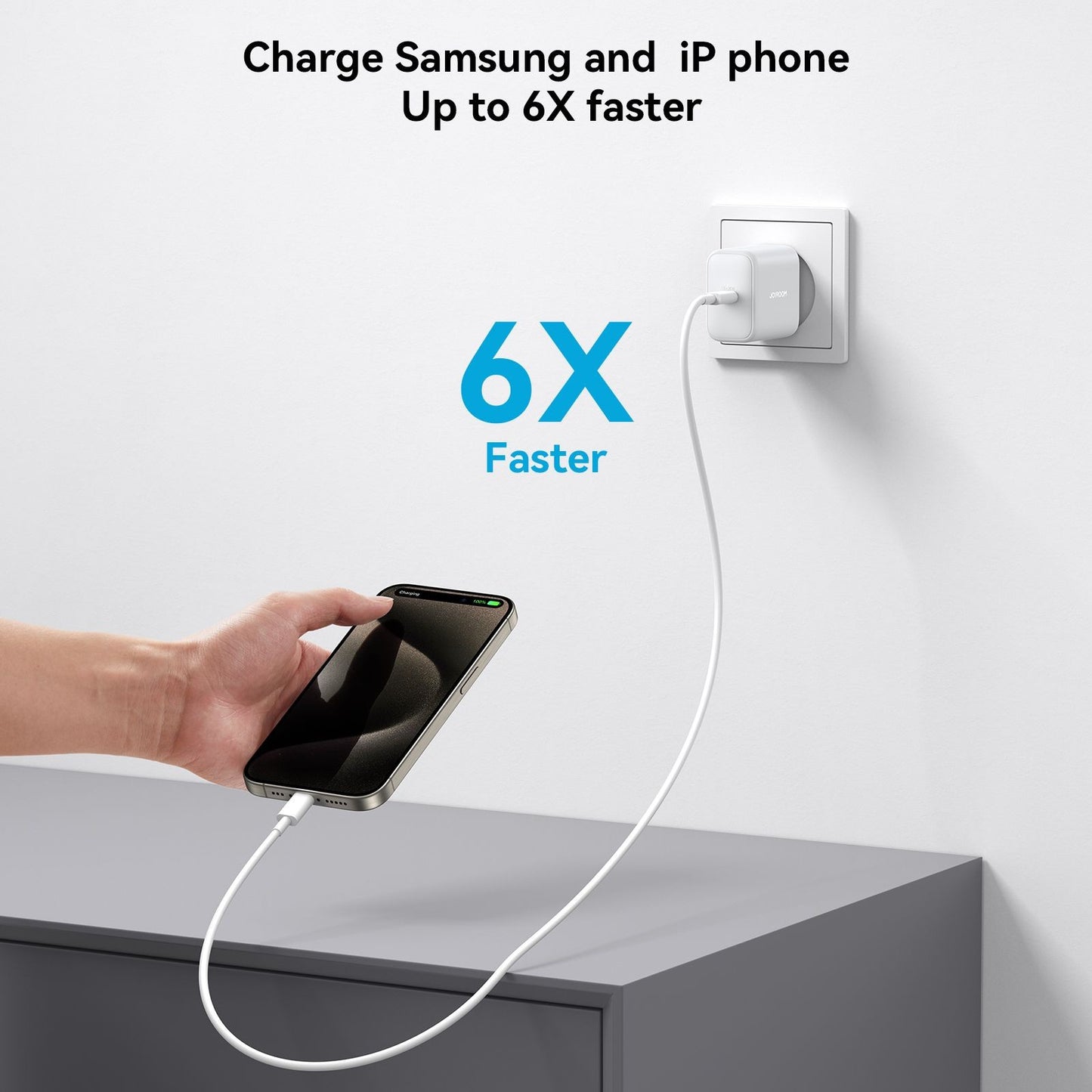 Įkroviklis Joyroom JR-TCF24 USB-C PD30W + USB-C to USB-C cable 1.0m baltas