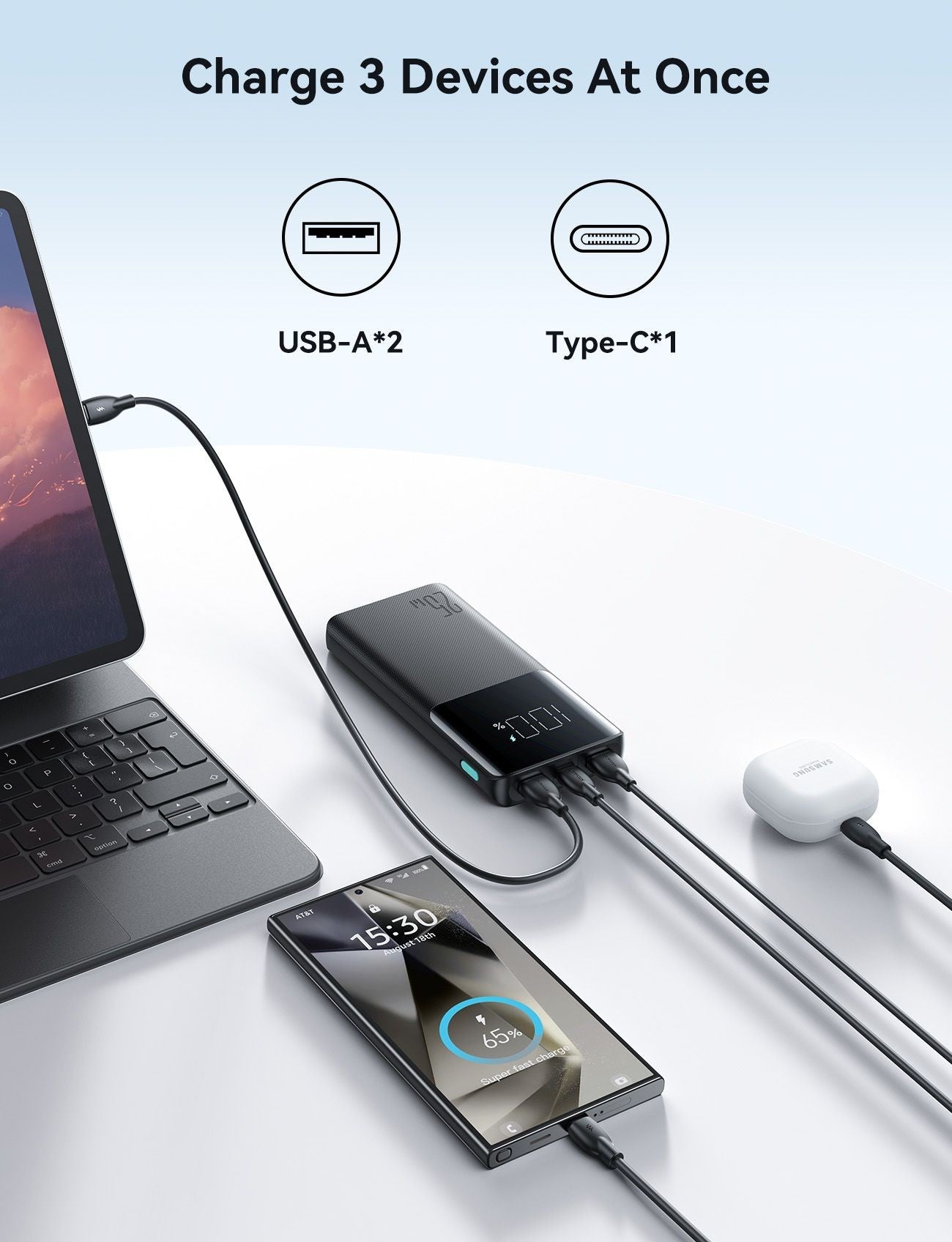 Išorinė baterija Power Bank Joyroom JR-PBF20 22.5W 10000mAh juoda