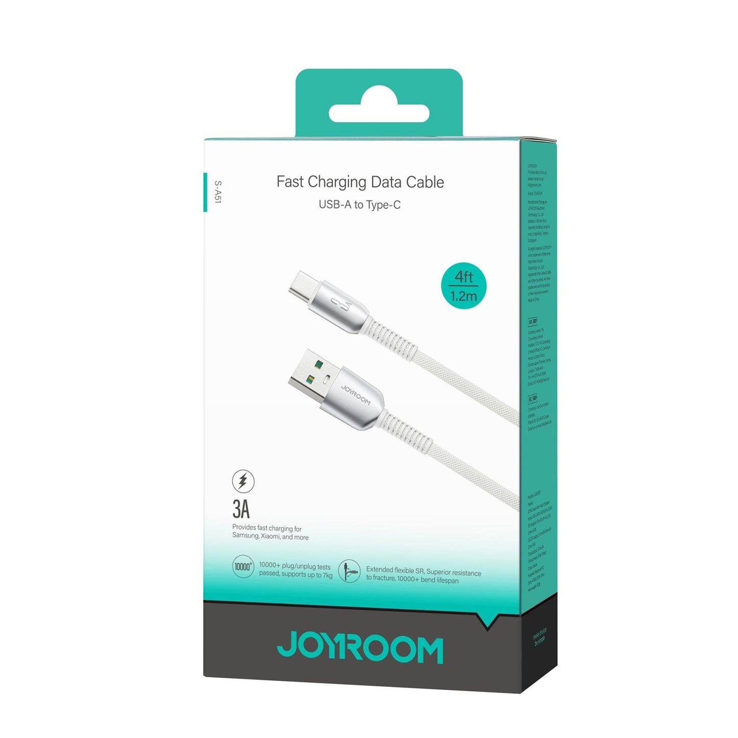 USB kabelis Joyroom S-A51 USB-A to USB-C 3A 1.2m pilkas