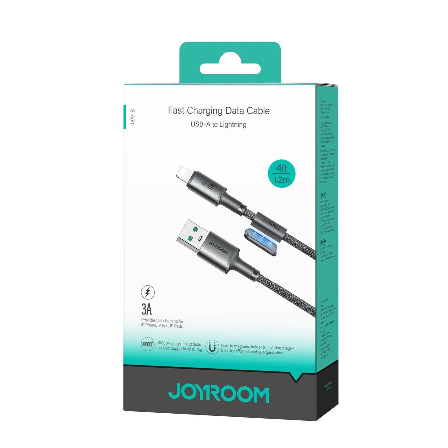 USB kabelis Joyroom SA-50 USB-A to Lightning 3A 1.2m tamsiai pilkas