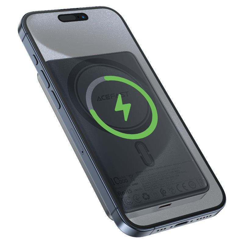 Išorinė baterija Power Bank Acefast M12-10000 PD20W Magnetic Wireless 10000mAh juoda
