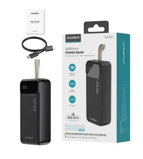 Išorinė baterija Power Bank Choetech B730 22.5W 30000mAh juoda