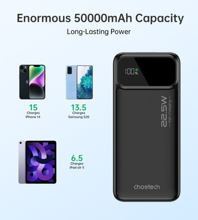 Išorinė baterija Power Bank Choetech B732 22.5W 50000mAh juoda