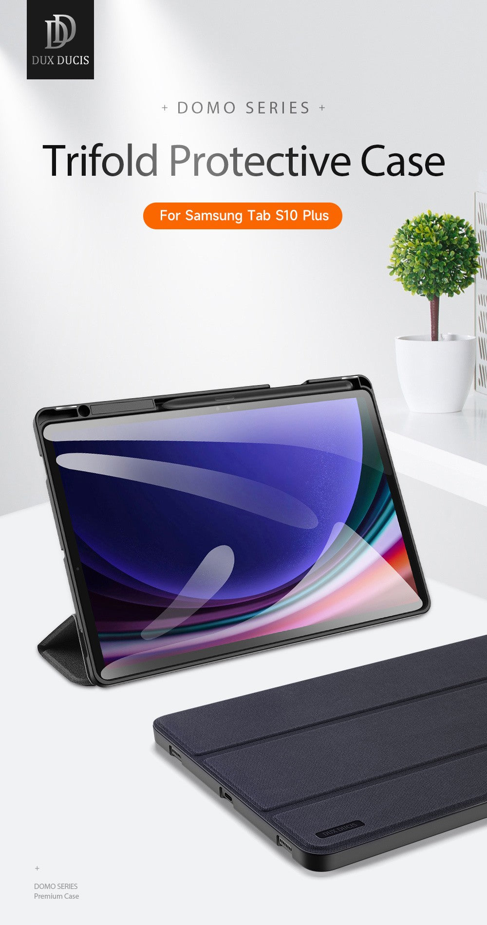 Dėklas Dux Ducis Domo Samsung X820 Tab S10 Plus/X610/X616 Tab S9 FE Plus tamsiai mėlynas