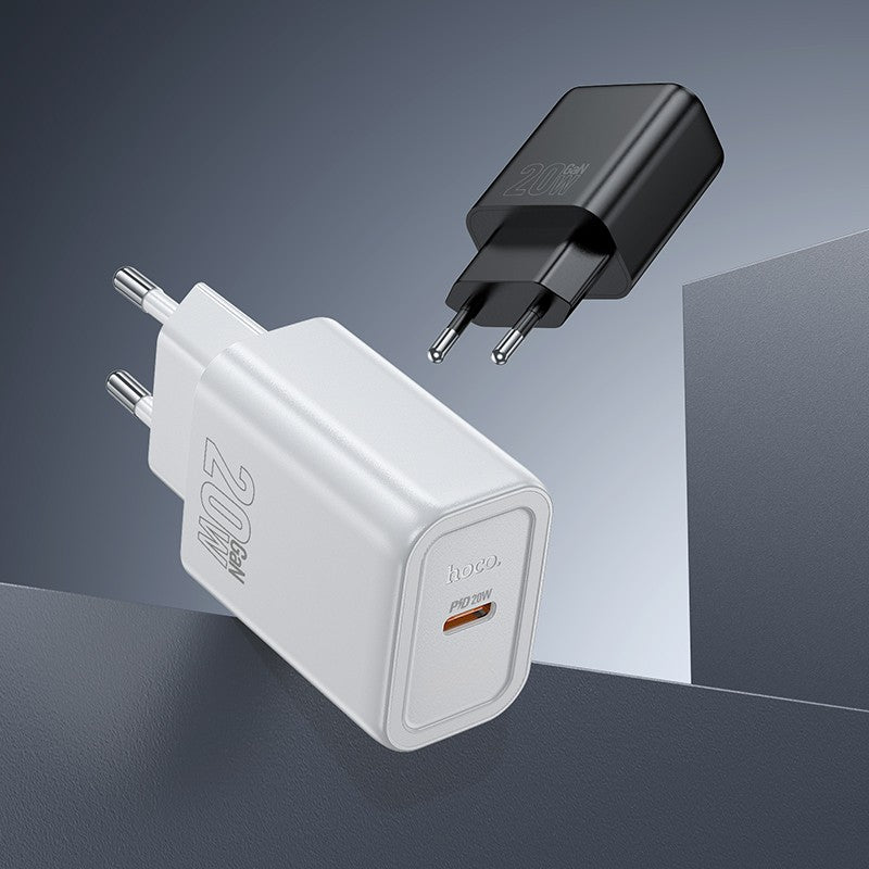 Įkroviklis Hoco N60 20W GaN USB-C + USB-C to USB-C cable 1.0m juodas