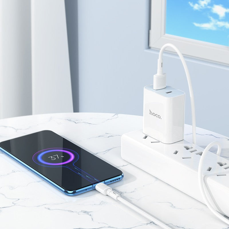 USB kabelis Hoco X83 USB-A to MicroUSB 1.0m baltas
