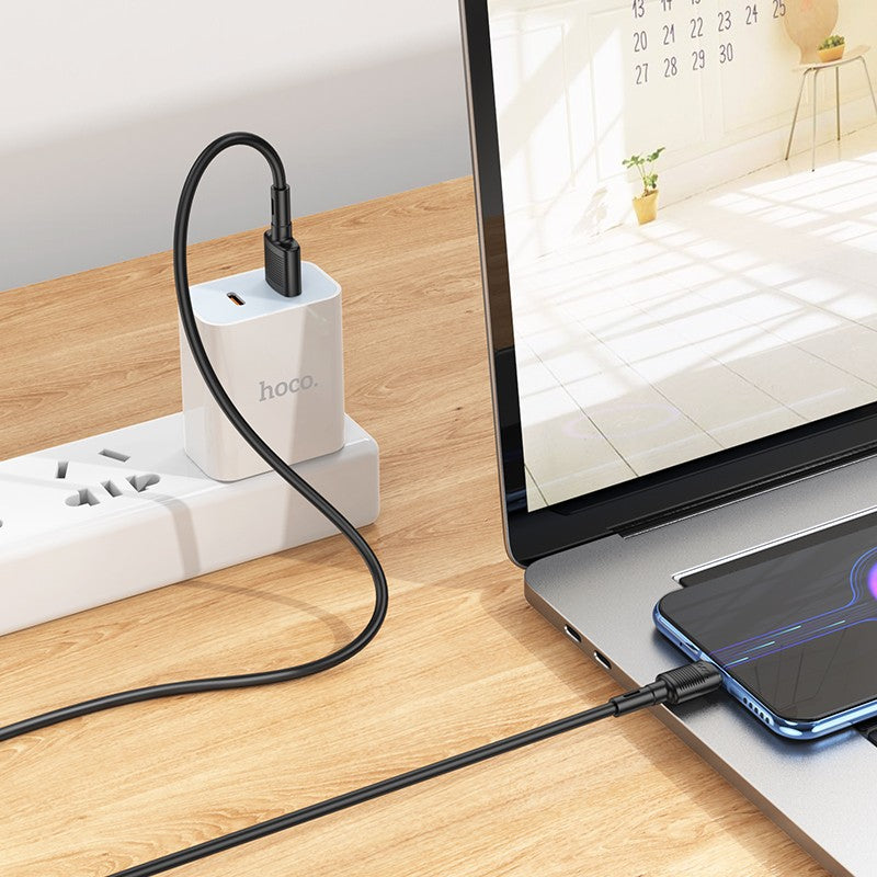 USB kabelis Hoco X83 USB-A to MicroUSB 1.0m juodas