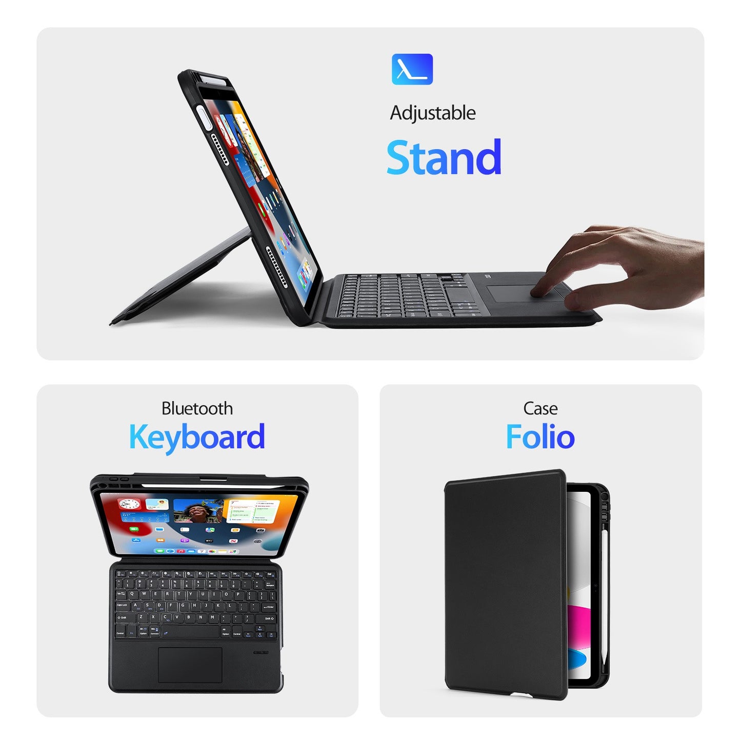 Dėklas su klaviatūra Dux Ducis DK Apple iPad 10.9 2022/iPad 11 2025 juodas