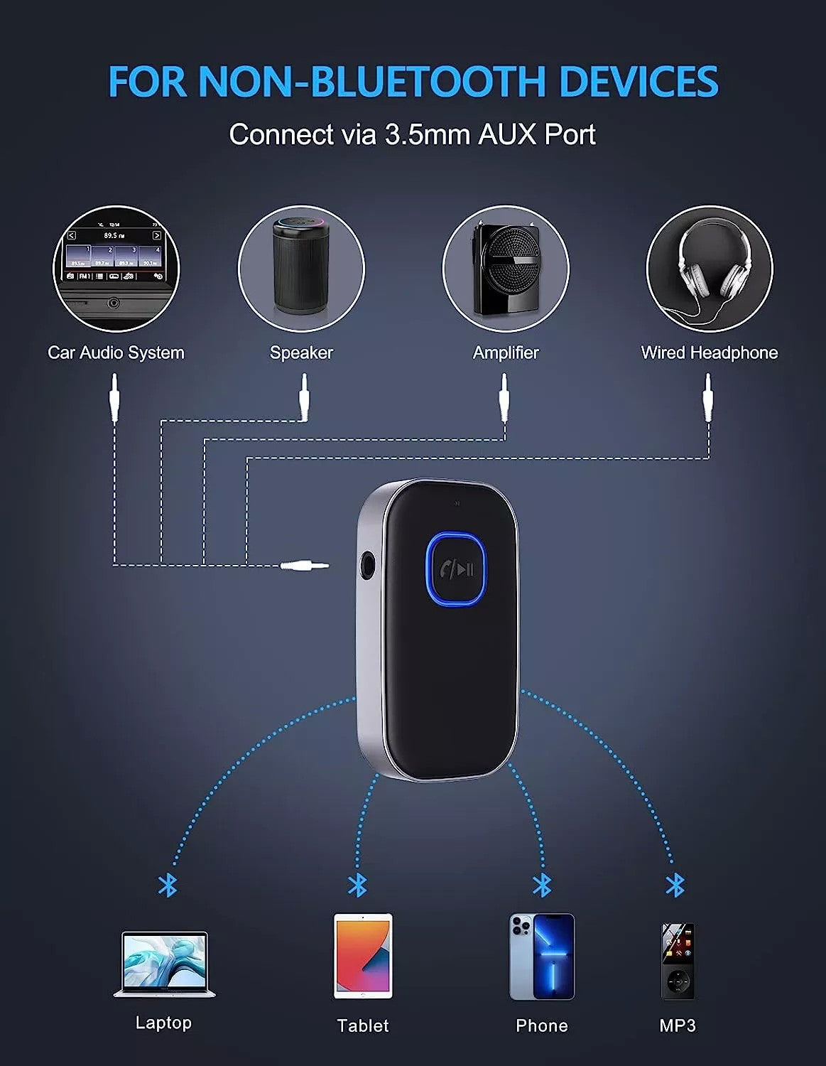 AUX Bluetooth laisvų rankų imtuvas Reach BR-1 juodas