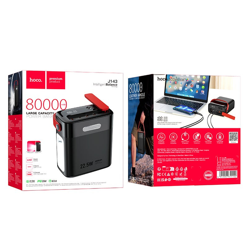 Išorinė baterija Power Bank Hoco J143 22.5W+PD20W 80000mAh juoda