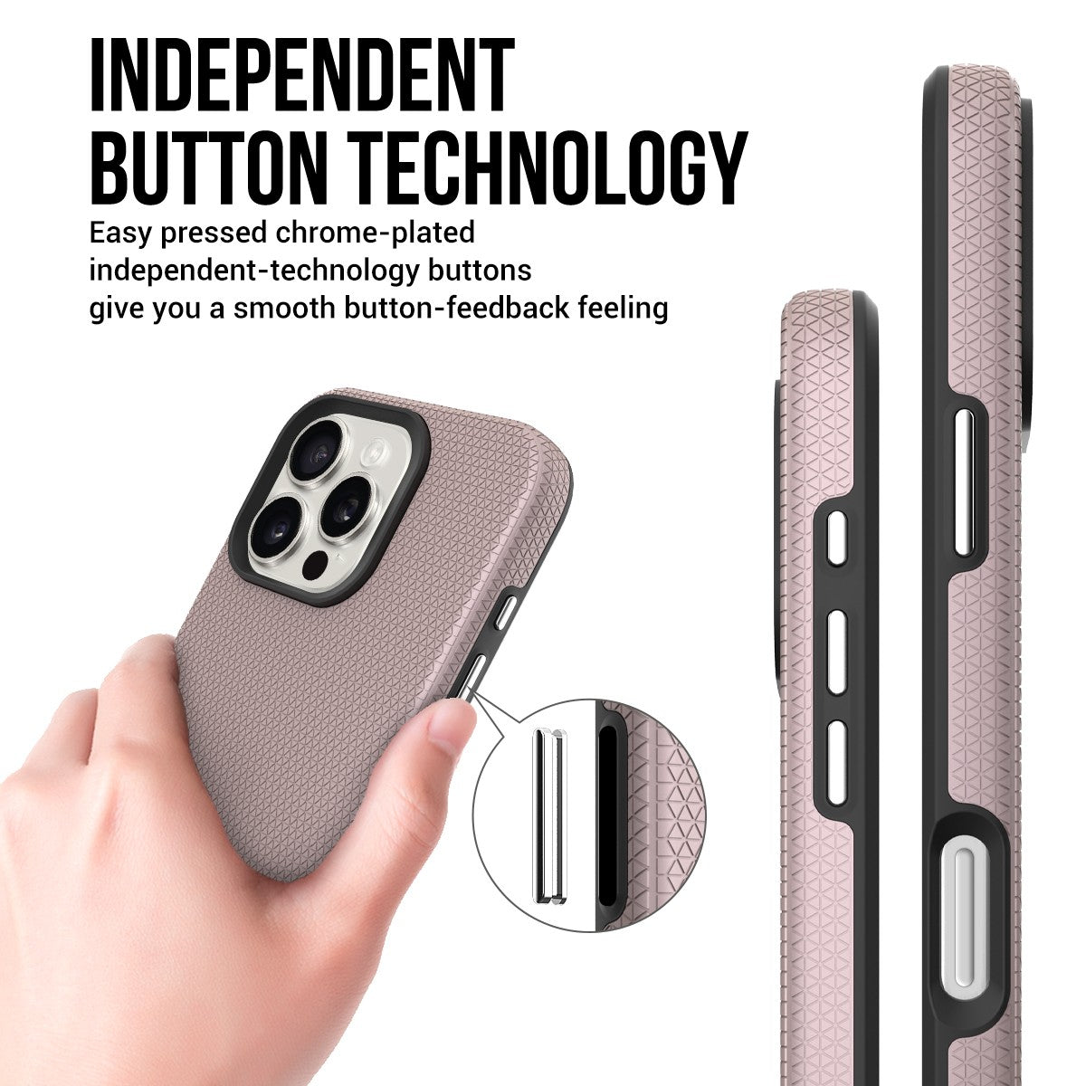 Dėklas Perfectionists Triangle Mag Case Apple iPhone 16 Pro rožinio aukso