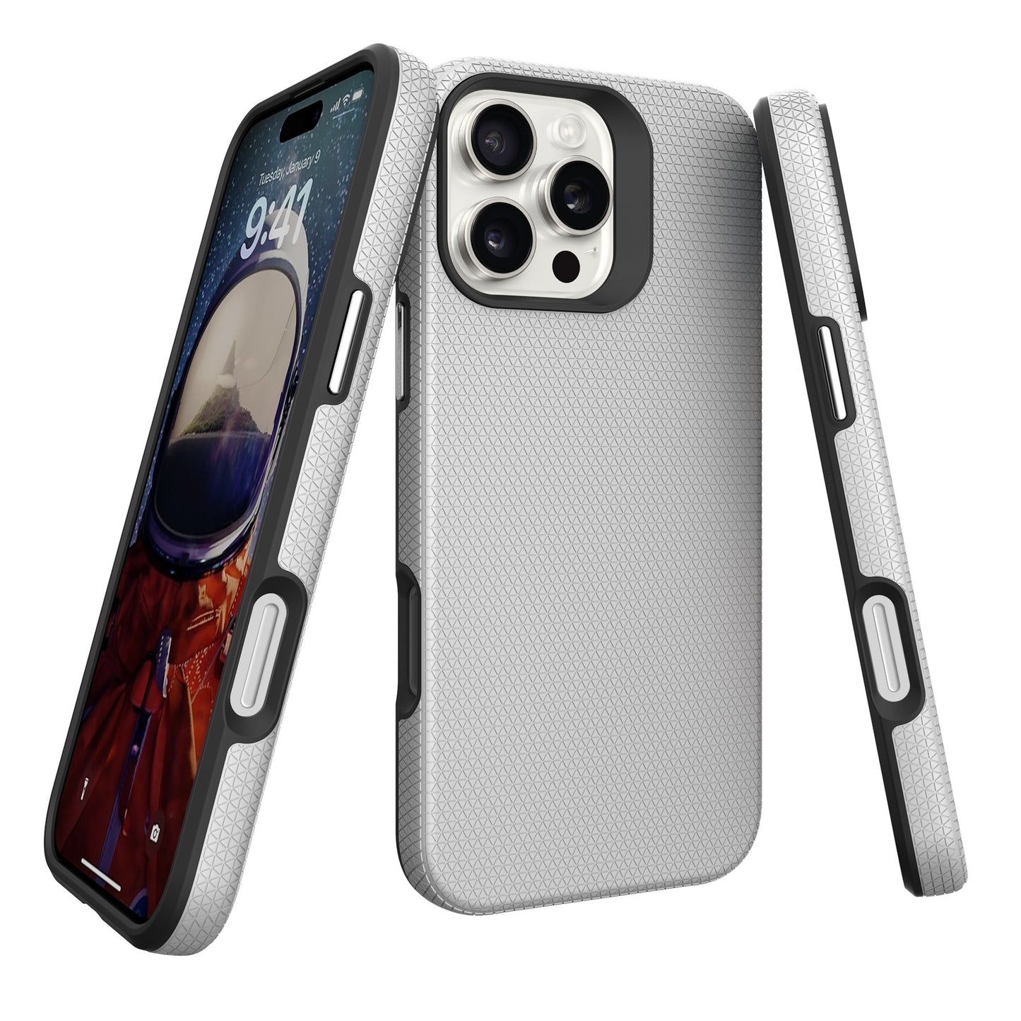 Dėklas Perfectionists Triangle Mag Case Apple iPhone 16 Pro sidabrinis