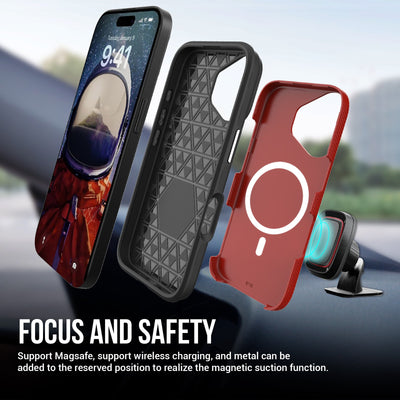 Dėklas Perfectionists Triangle Mag Case Apple iPhone 16 raudonas
