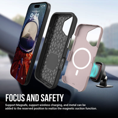 Dėklas Perfectionists Triangle Mag Case Apple iPhone 15 rožinio aukso