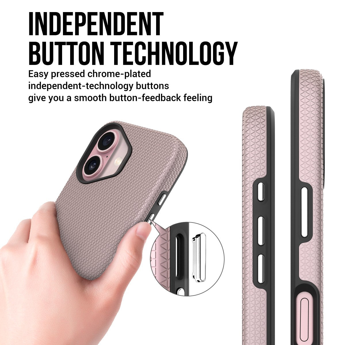Dėklas Perfectionists Triangle Mag Case Apple iPhone 16 rožinio aukso