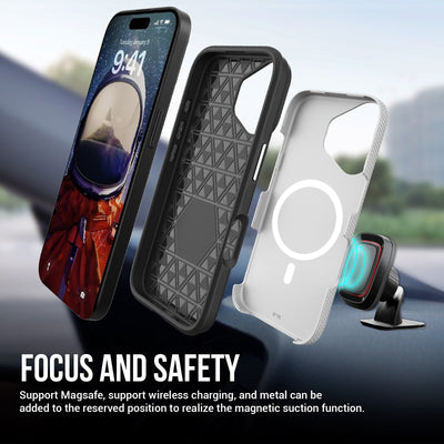 Dėklas Perfectionists Triangle Mag Case Apple iPhone 16 sidabrinis