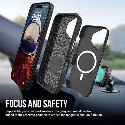 Dėklas Perfectionists Triangle Mag Case Apple iPhone 16 Plus juodas