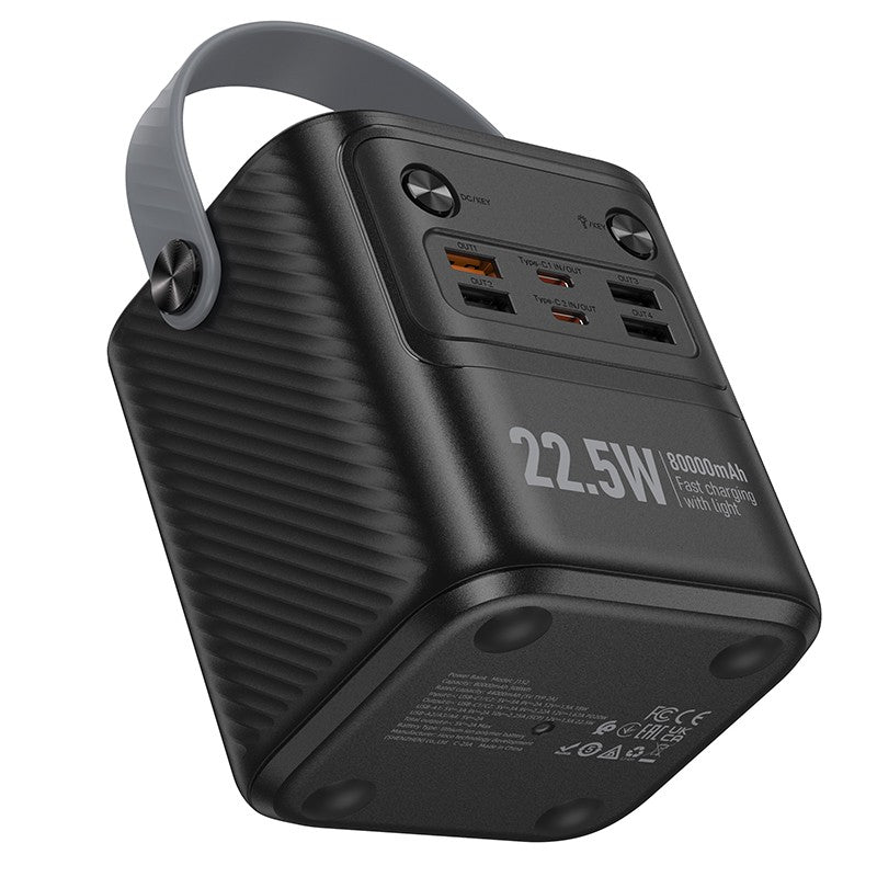 Išorinė baterija Power Bank Hoco J152 22.5W+PD20W 80000mAh juoda