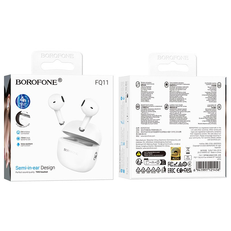 Belaidės ausinės Borofone FQ11 baltos