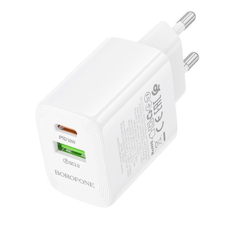 Įkroviklis Borofone BN29 30W USB-C/USB-A baltas