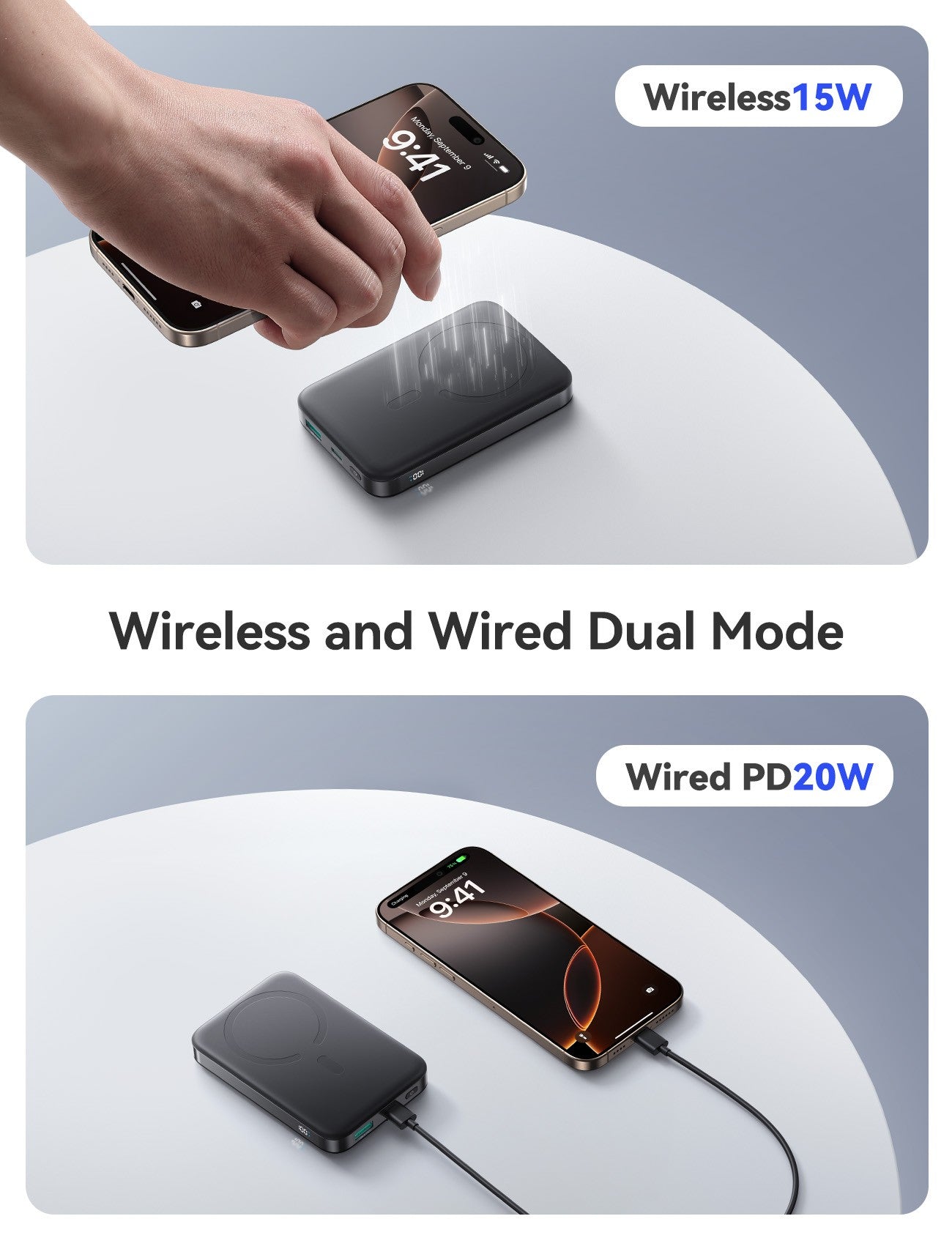 Išorinė baterija Power Bank Joyroom JR-PBM12 22.5W Magnetic Wireless 10000mAh juoda